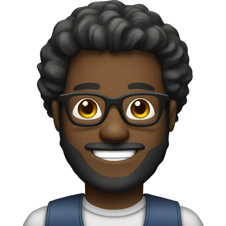 smiling bearded black man in glasses emoji