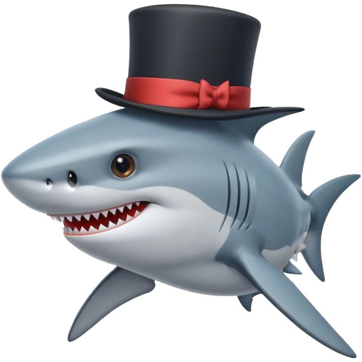 Shark with a top hat emoji