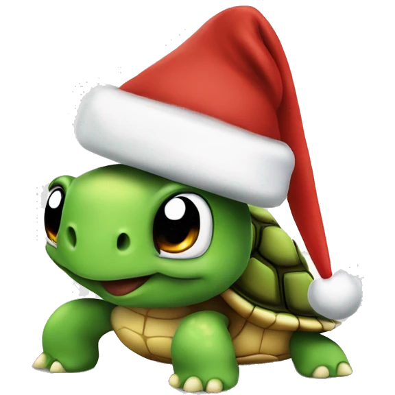 Turtle wearing Santa’s hat emoji