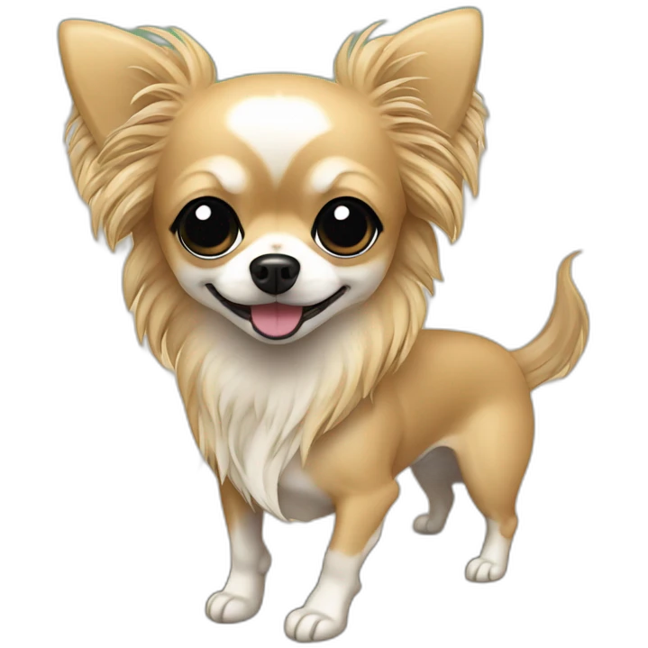 Long hair sand chihuahua on a beach emoji