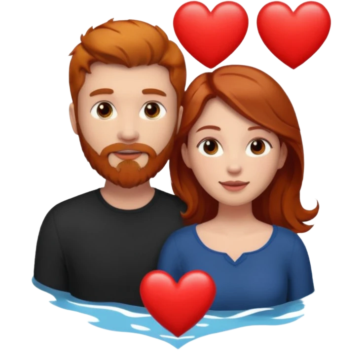 👩🏼‍❤️‍👨🏽 Something like this, but make the guy more lighter and give the girl a bit more red hair like ginger style make the guy have dark brown hair, same with the beard and add a heart in the middle above us emoji
