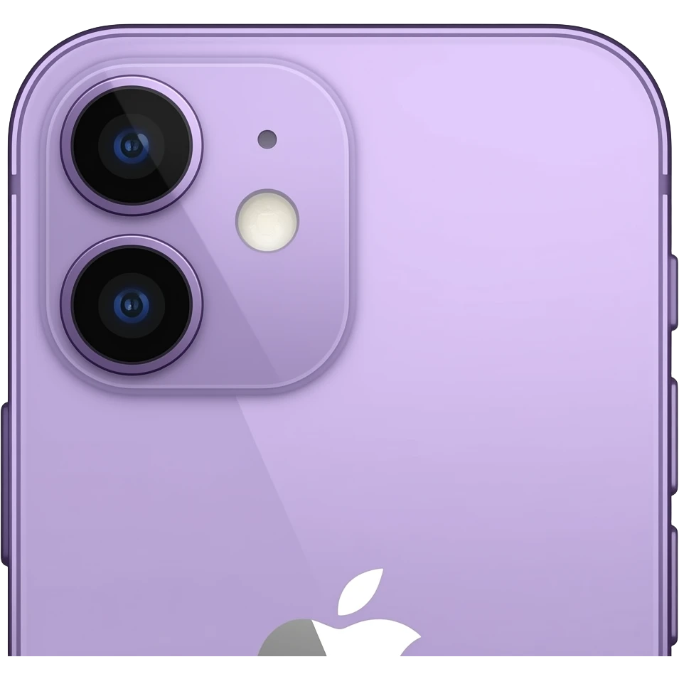 pastel purple iPhone back view with camera details emoji
