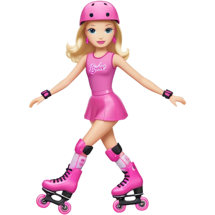 Barbie skating with pink rollerblades emoji