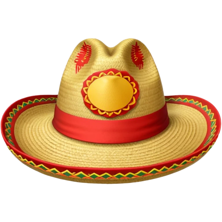 Sombrero de paja con una tira roja en la parte central sin ninguna soporte solo una tira  emoji