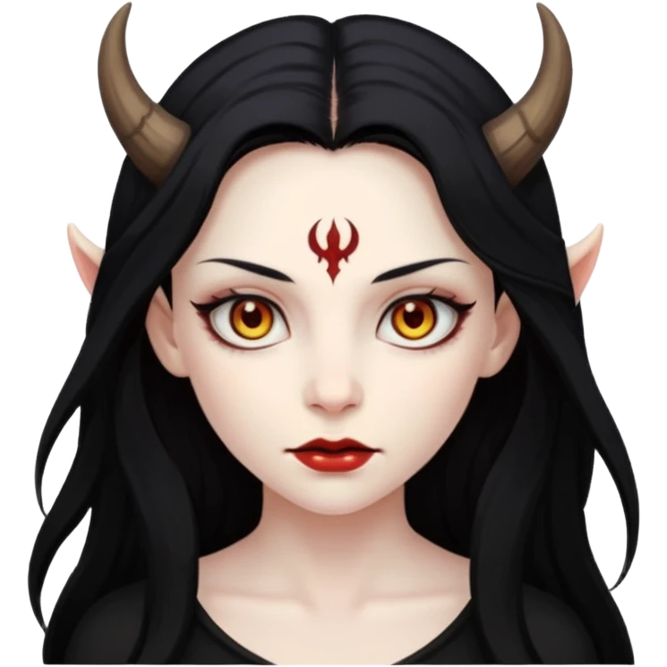 Female demon with beautiful hazel eyes and black hair  emoji
