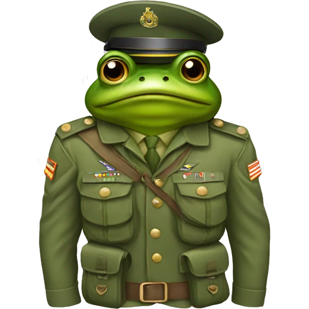 Frog wearing army clothes emoji