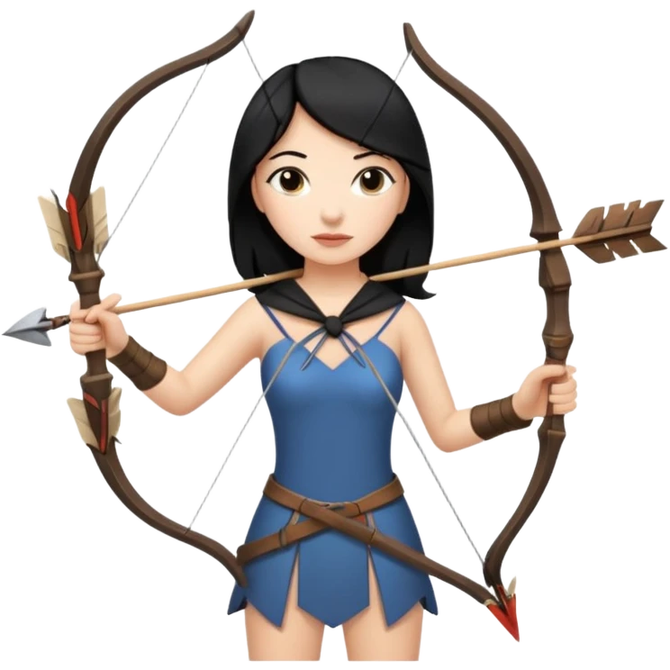 Creami una donna  con capelli neri con un arco emoji