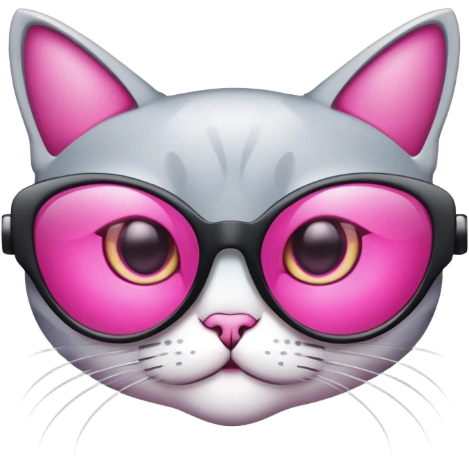 cat-eye shaped safety glasses with bright pink lenses, fashionable protection emoji