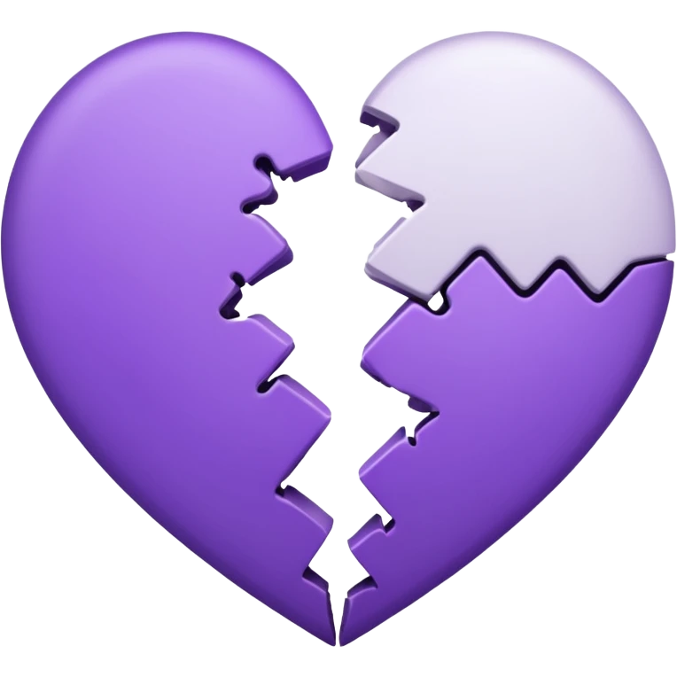 coração quebrado metade branco metade roxo emoji