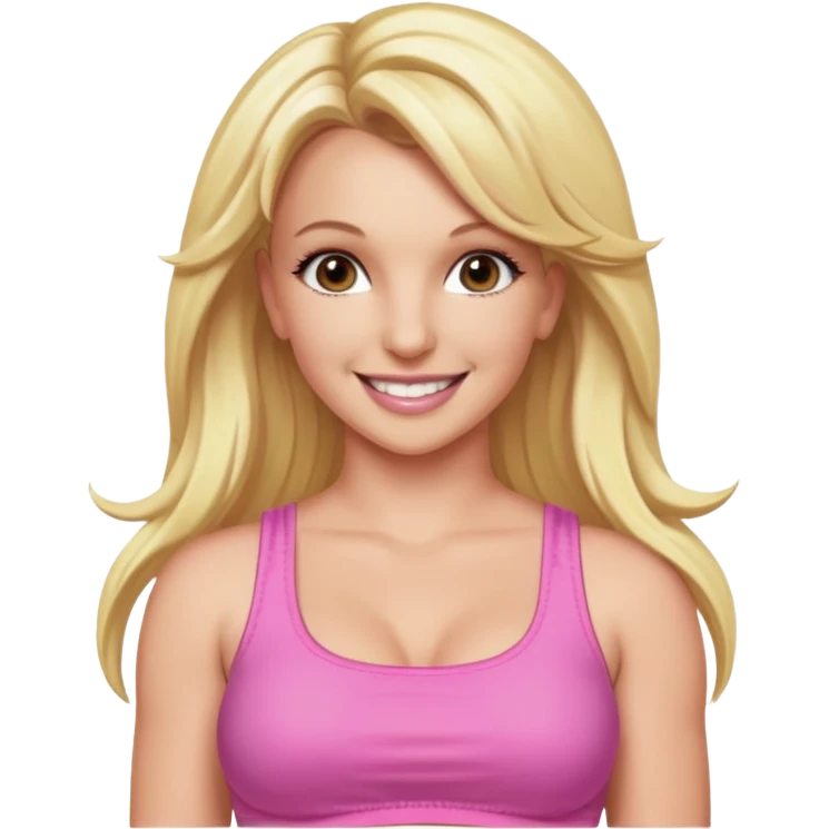 Britney Spears with long blonde hair, pink crop top emoji