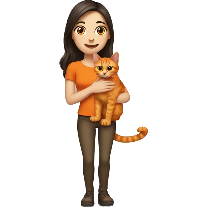 brunette holding orange cat emoji