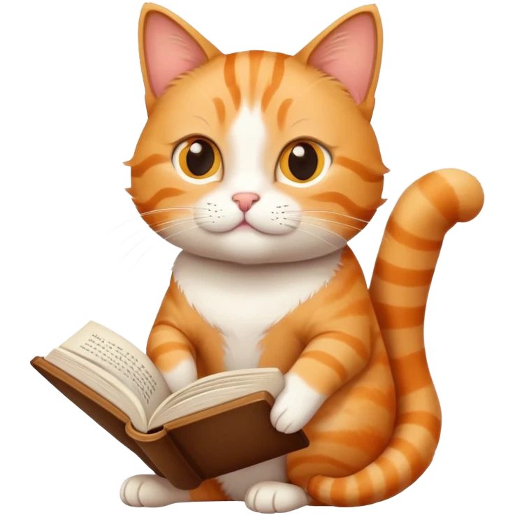 just a cute cat holding a book and reading emoji