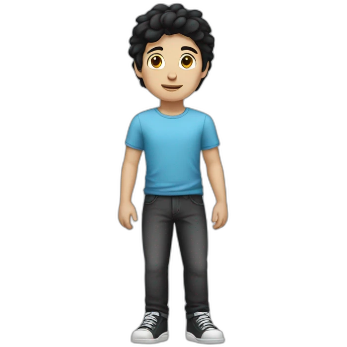 white boy with black hair and full body emoji