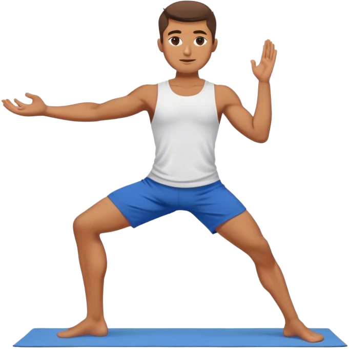 guy blue short warrior yoga pose emoji