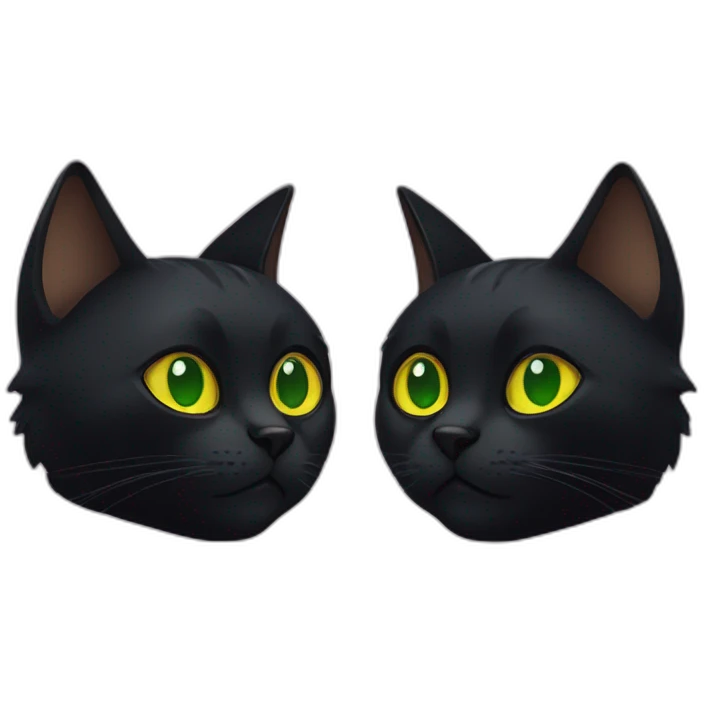 Black Cat with Green eyes next to black cat with yellow eyes emoji