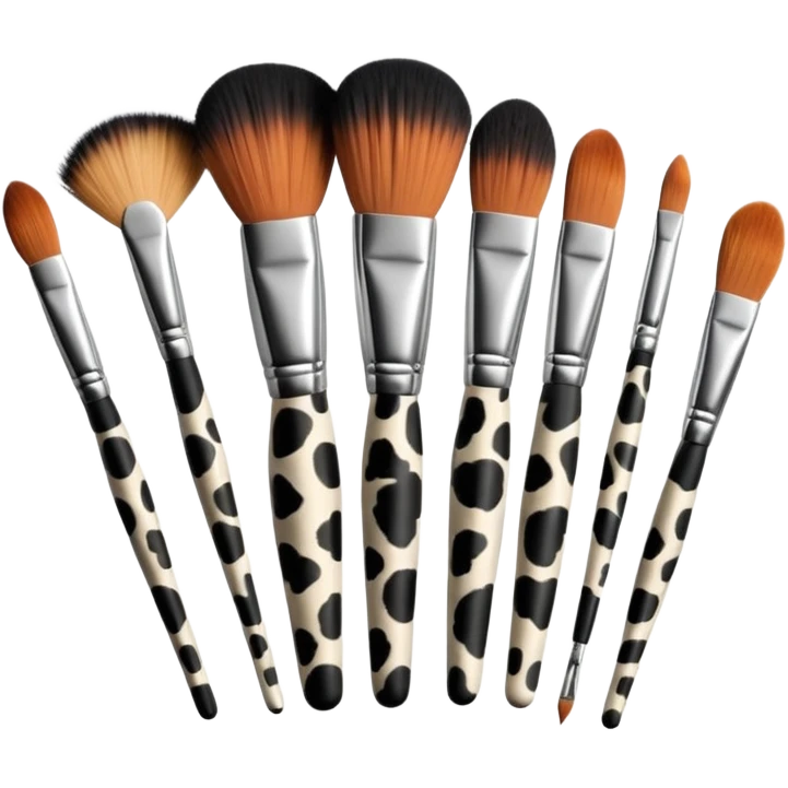 Cow print pattern makeup brushes emoji