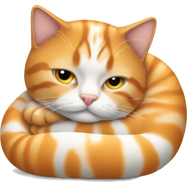 Orange and white tabby curled up emoji