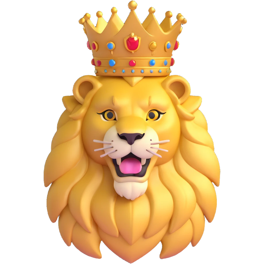 Regal golden lion crest with crown, House Augustus emoji