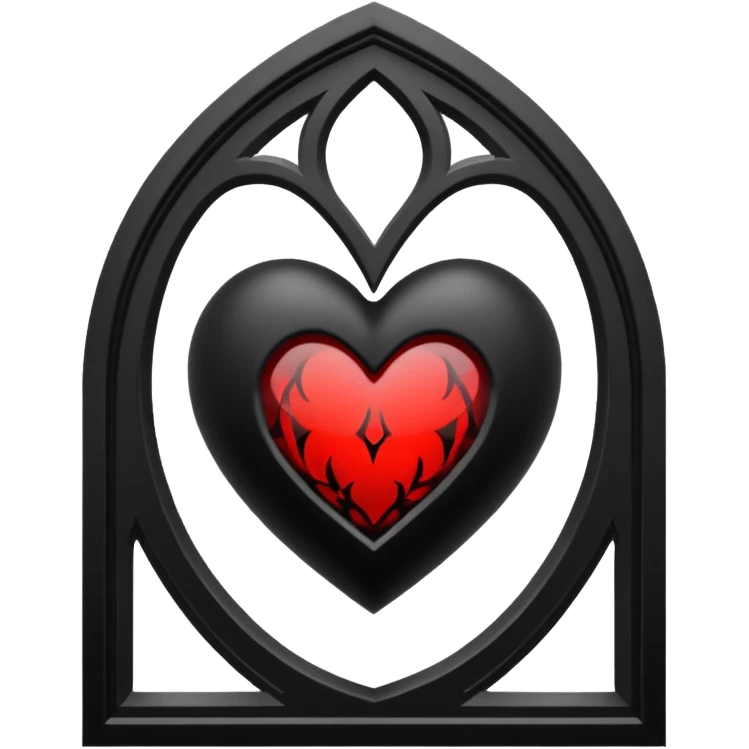 goth heart with a gothic window pattern emoji