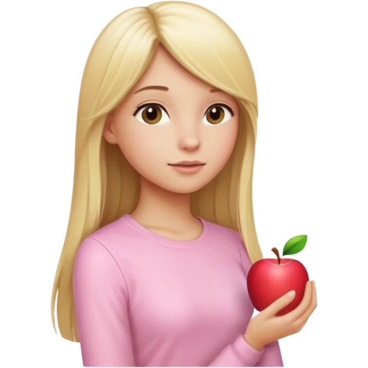 girl in light pink clothes, blonde with long straight hair, side view, pose, Apple emoji style, variation 2 emoji