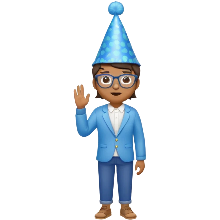 party blue hat bee with glasses full body emoji