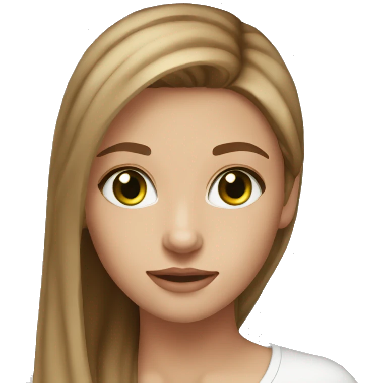 beautiful girl green eyes straight light brown hair emoji