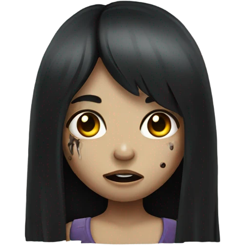 girl zombie with black long hair and franja  emoji