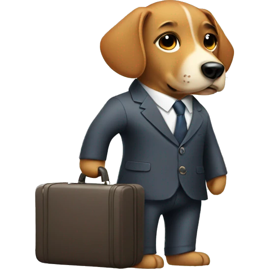 Dog wearing a suit and carrying a suitcase emoji
