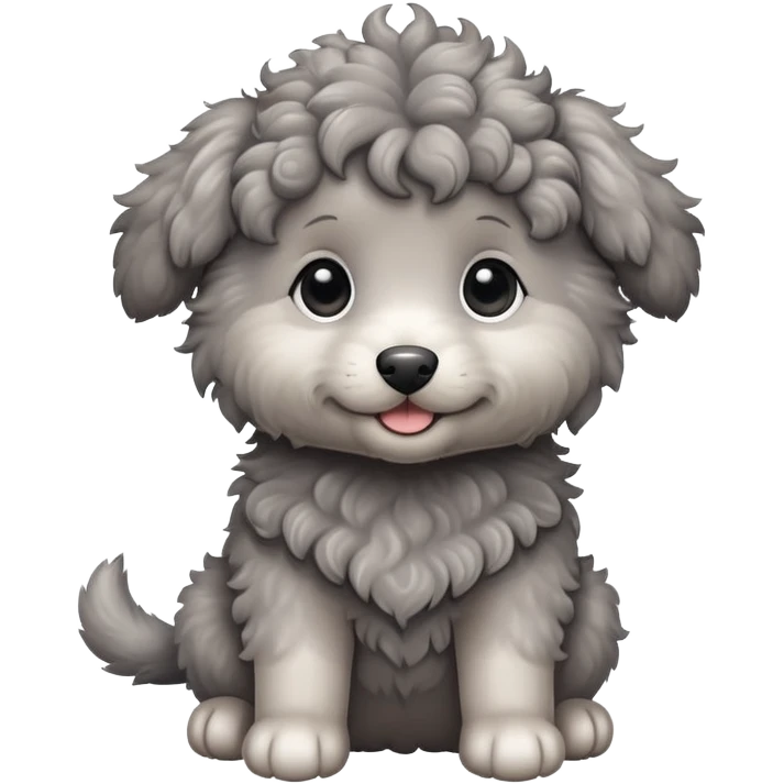 Gray curly puppy emoji