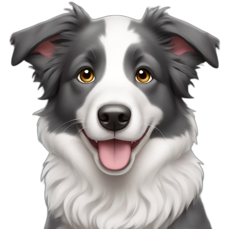 dark grey and white border collie puppy emoji