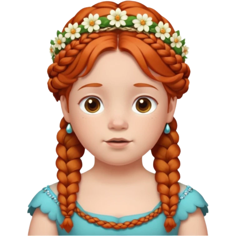 fat redhead kid with braids and floral tiara emoji