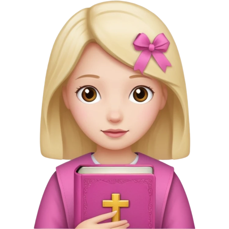 Girly girl withh a pink bible  emoji