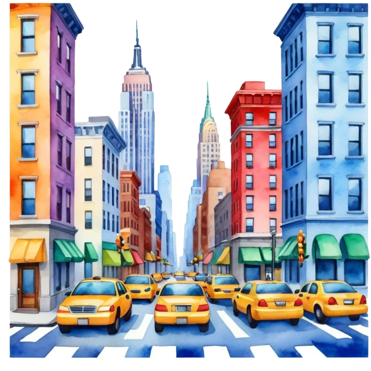 Watercolor painting of New York emoji