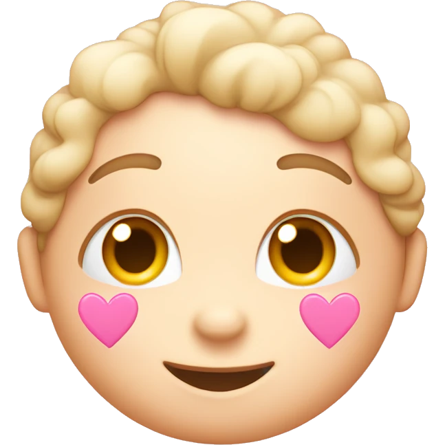 Cute emoji face with light pink hearts around it  emoji