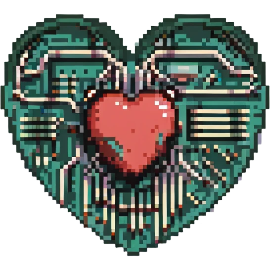 microchip heart retro-tech aesthetic emoji