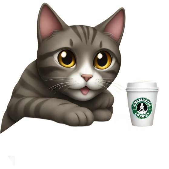 Cat drinking starbucks emoji