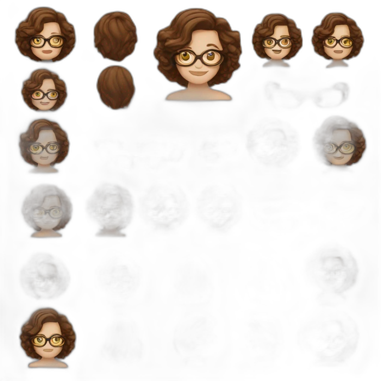 woman white skin glasses wavy brown hair emoji