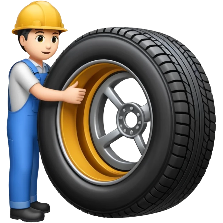 emoji of tire, inside the manufacturing factory, getting inspected by machine not by hunan, the machine is complicated  emoji