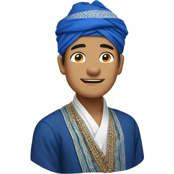 a man wearing traditional sundanese headcloth iket biru, sunda, baduy emoji