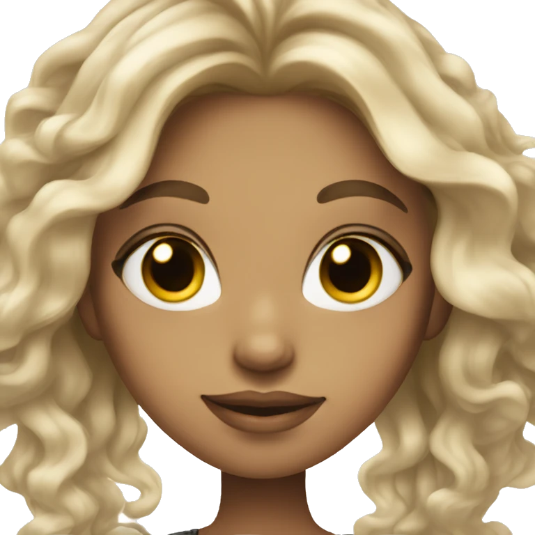 Girl with blonde balayage hair with grey eyes emoji
