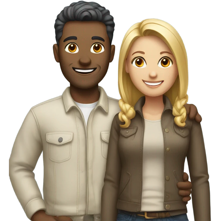 smiling couple in casual wear emoji