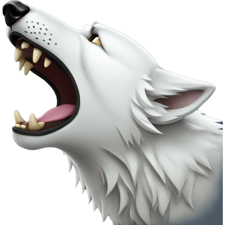Large white wolf howling emoji