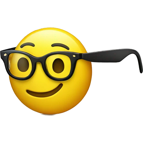 one yellow smiley emoji wearing glasses smiling emoji