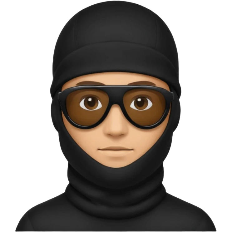 man in black balaclava and black sunglasses emoji