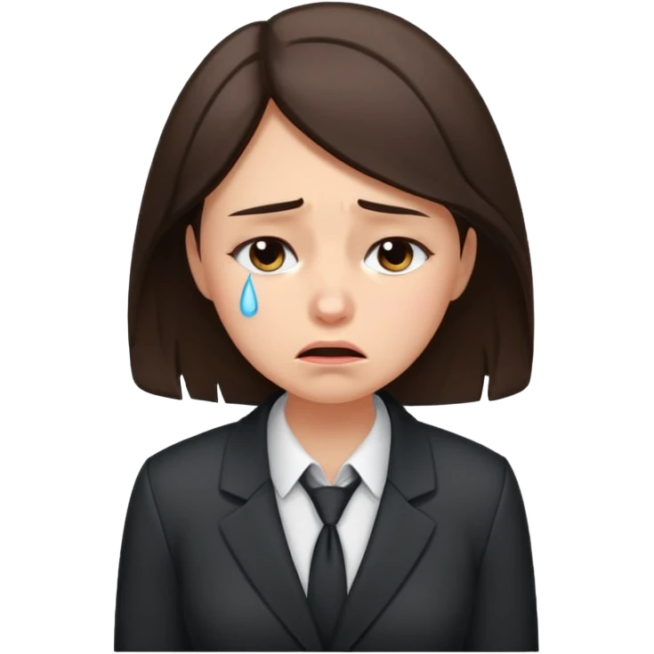 sad brunette girl in buisiness outfit crying emoji emoji