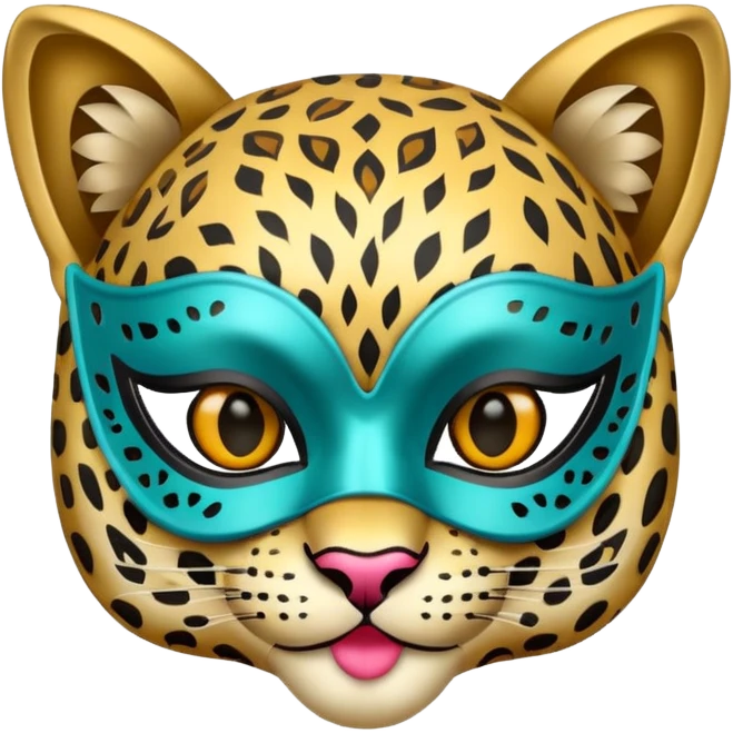 leopard with glamorous masquerade mask emoji