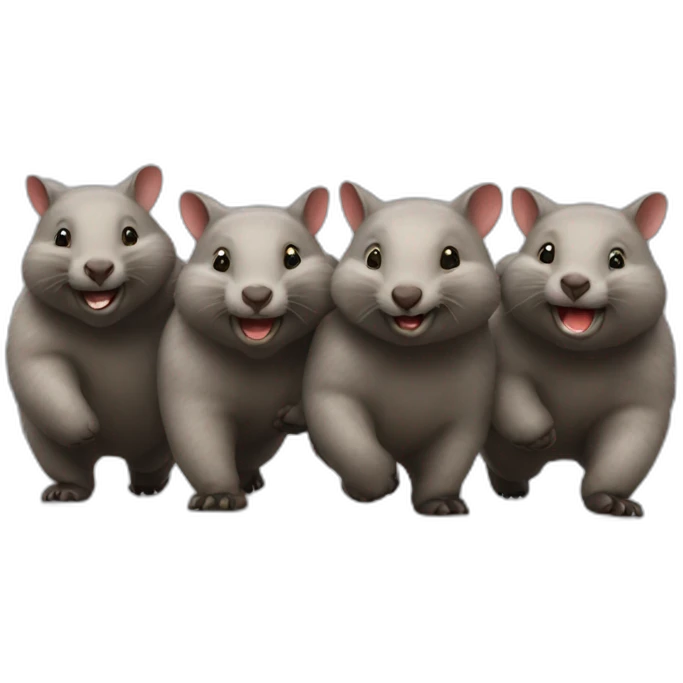 line of happy wombats walking together emoji