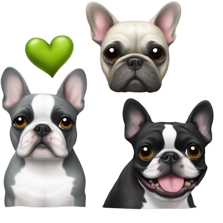 Totally gray French bulldog with a brussels griffon and a boston terrier Christmas   emoji