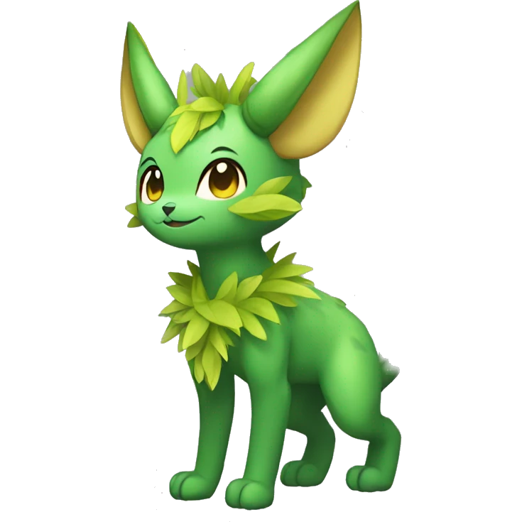 Anthro Shy Shiny Leaves-Grass-Type Fakémon-Sona With Horns Full Body emoji