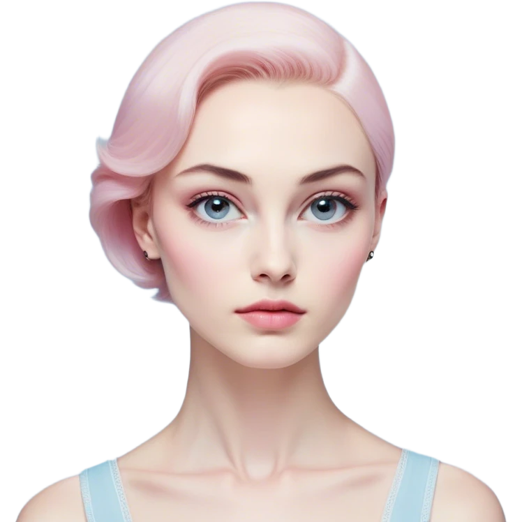 Vi from Arcane (Netflix Animation)

Face Shape: Strong, angular with high cheekbones and a defined jawline. Slightly pointed chin.
Skin Tone: Fair with a pinkish undertone.
Eyes: Large, almond-shaped, slightly downward-tilted, grey/light-blue.
Eyebrows: Thick, sharp, slightly arched, adding to her bold expression.
Nose: Small to medium with a slightly upturned tip.
Lips: Full but not overly plump, often pursed or smirking.
Hair: Vivid pink/magenta, left side shaved, right side with long, voluminous bangs partially covering her eye. The back is short and messy.
Other Features: Light freckles, a scar on her right eyebrow.
Expression: Intense and confident, often smirking or glaring.
Accessories: Small silver hoop earring in her left ear.
Tattoo: Roman numeral "VI" on her left cheekbone, below her eye. emoji